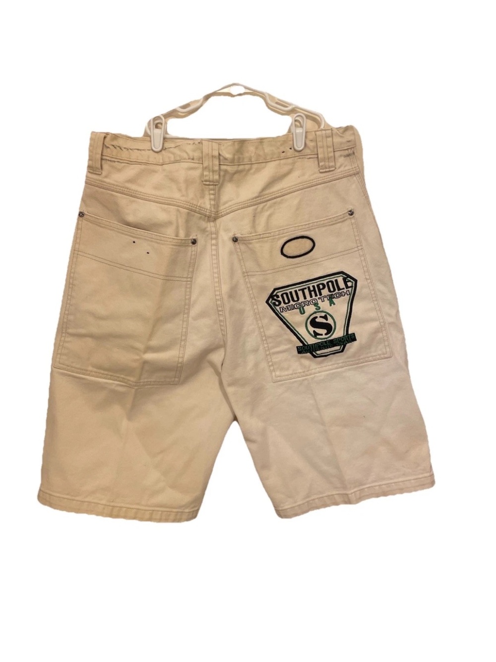 South Pole Men's Off White Denim Shorts 38 Waist Hip Hop Grunge 90’s Y2K